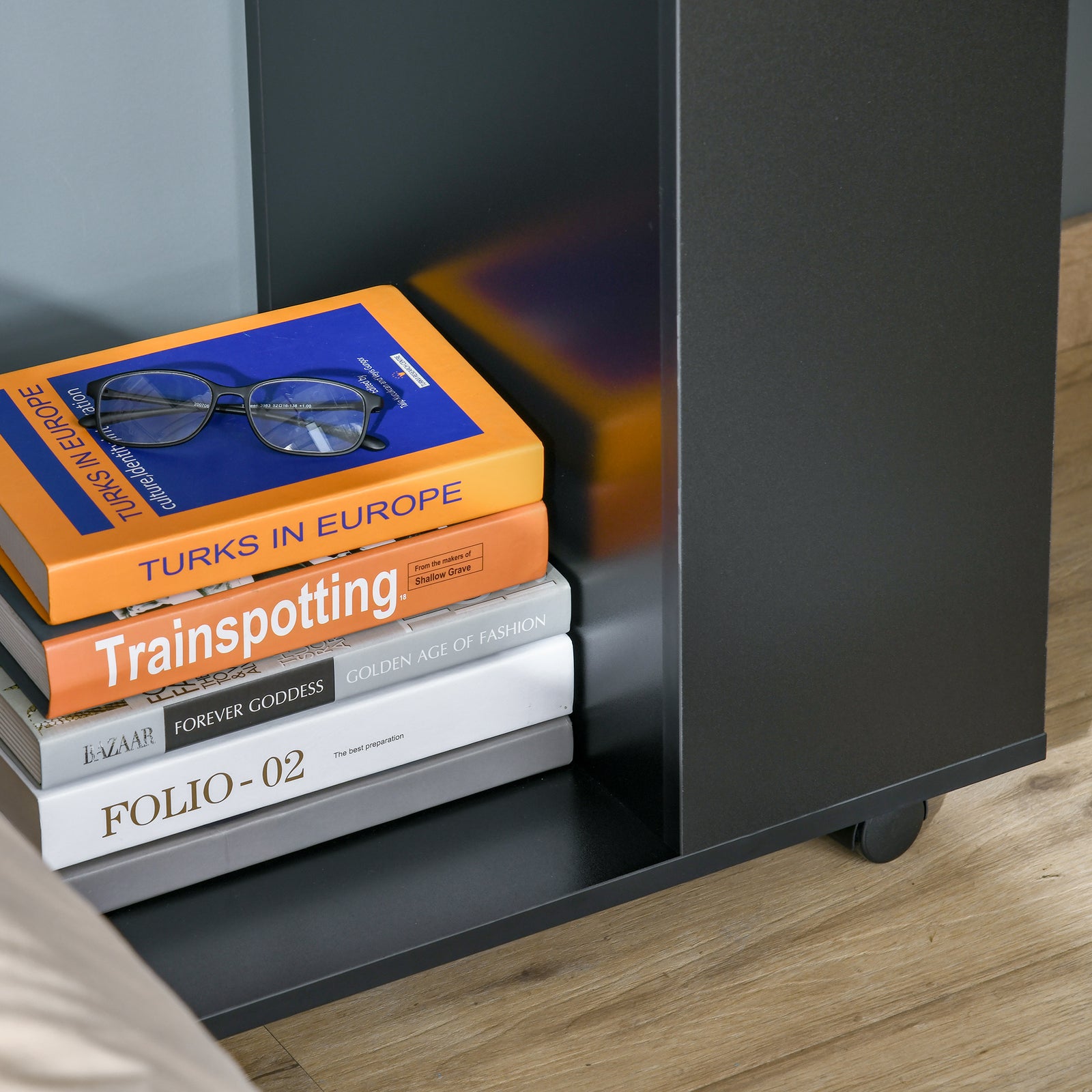 Mobile Sofa Side Table For Laptop Coffee W/ Storage | Black