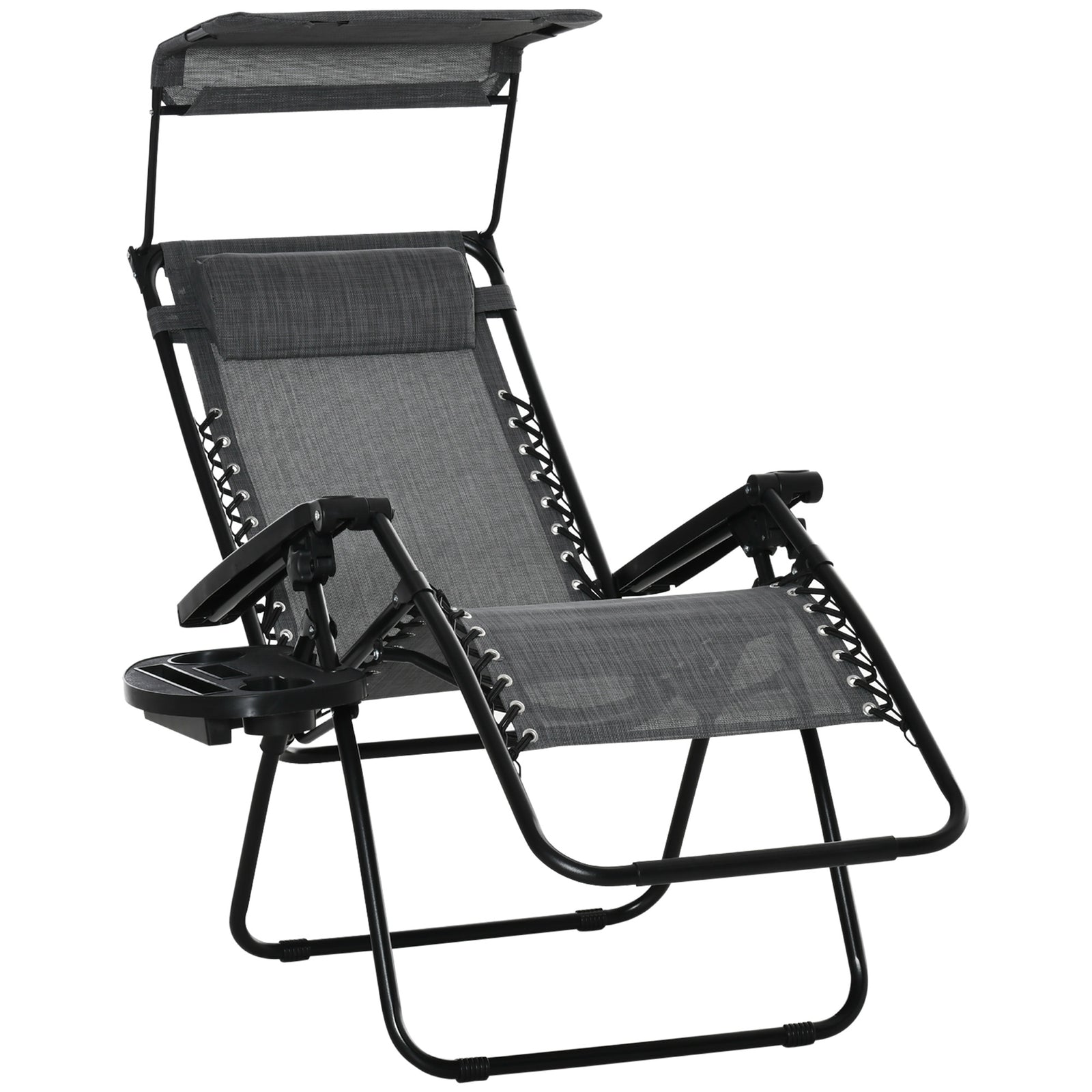 Zero Gravity Chair Adjustable Patio Lounge W/ Cup Holder | Light Slate Gray