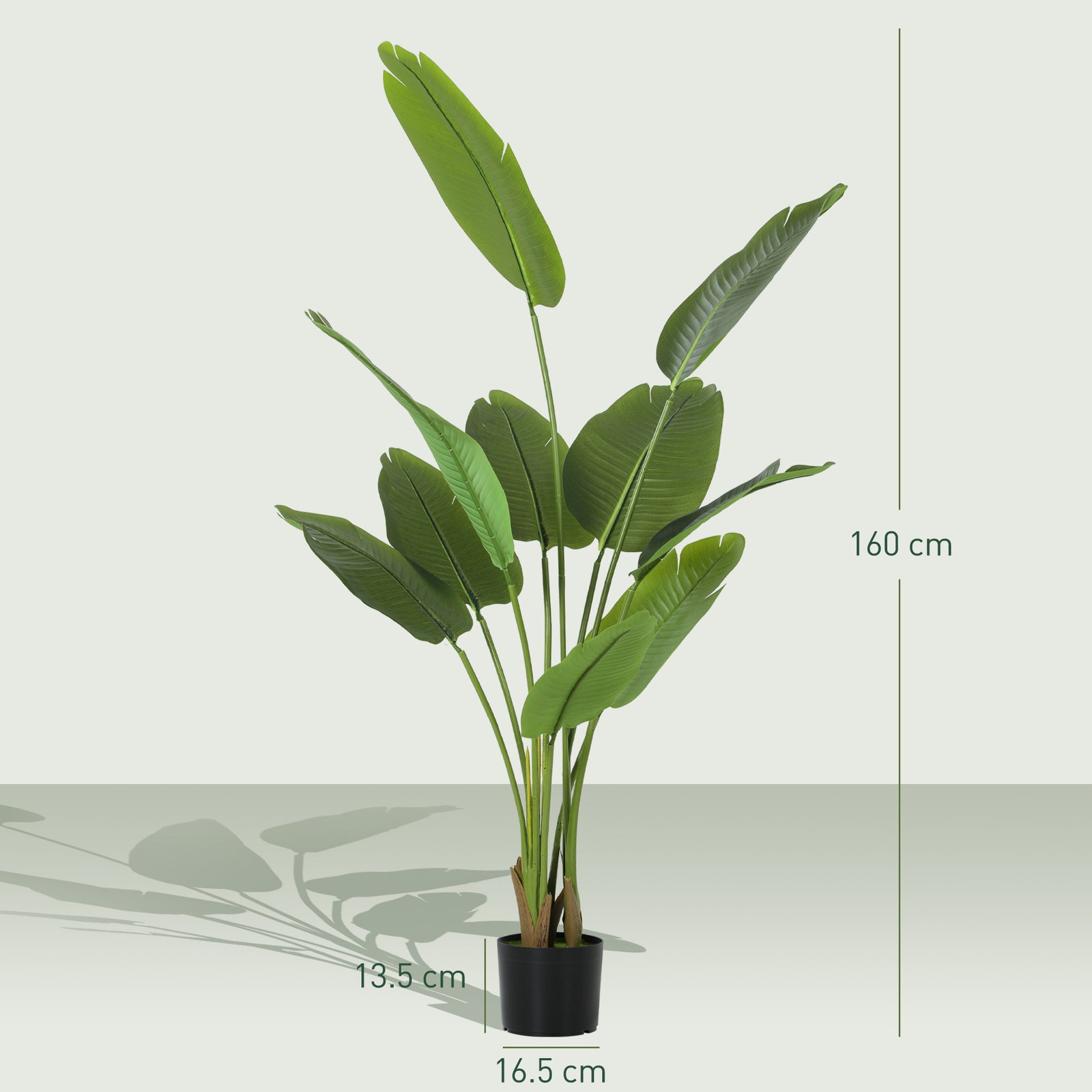 Artificial Bird Of Paradise Plant With Flocking In Pot | 160cm | Green