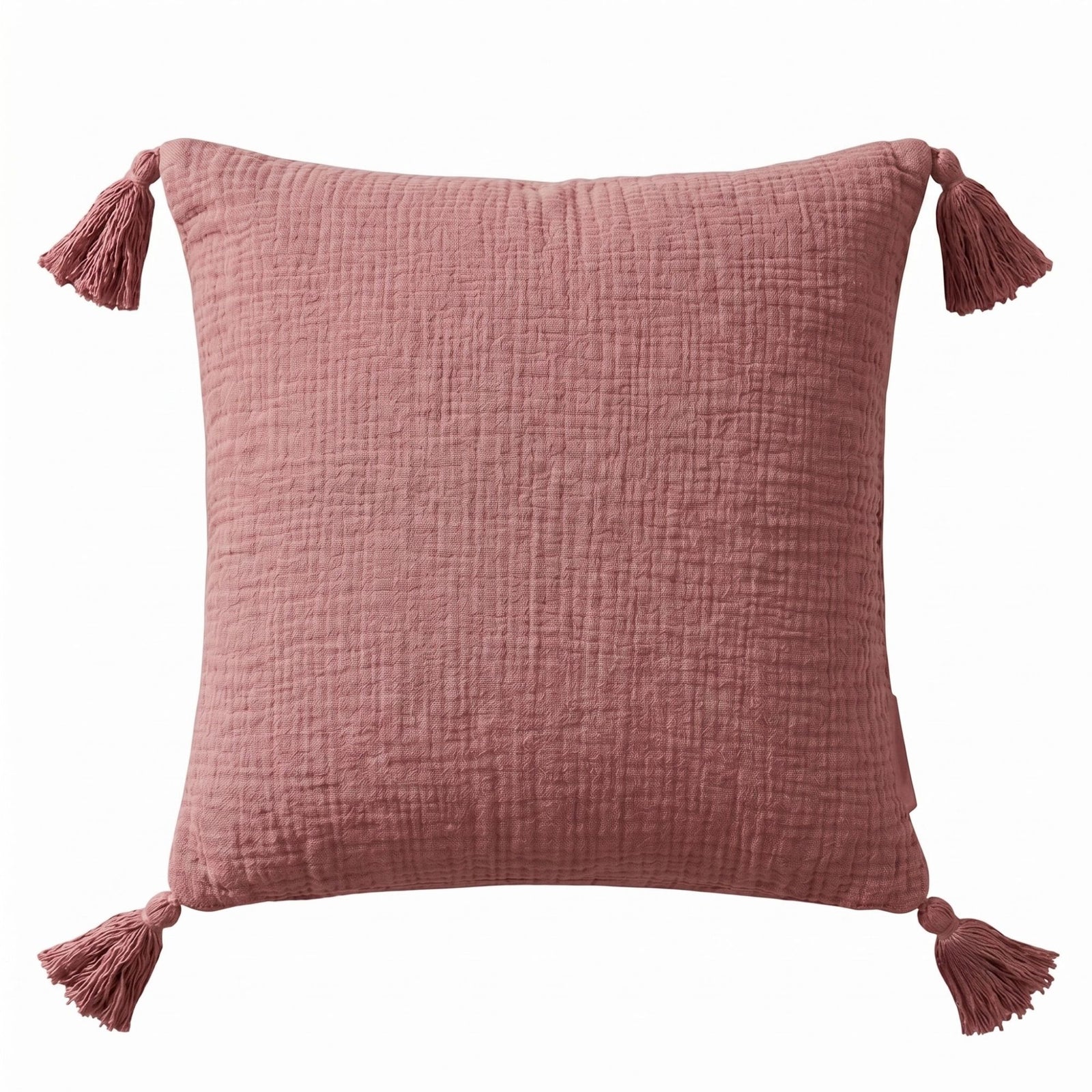 Pure Handmade Cotton Muslin Cushion With Cover | 45cm x 45cm | Pink