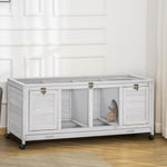 Rabbit Hutch Mobile Separable Guinea Pig Cage W/ Wheels, Slide-out Tray