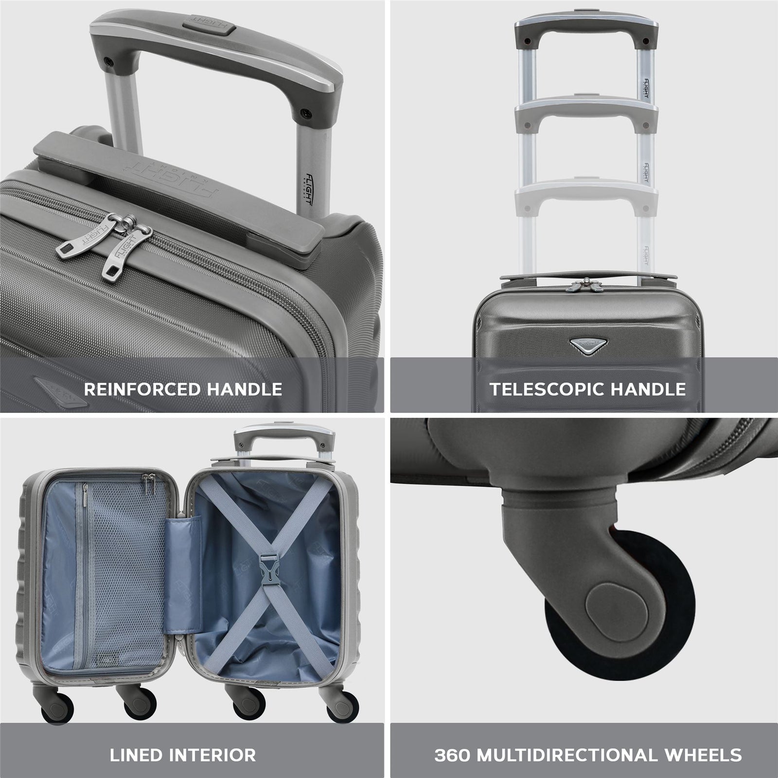 40x20x25cm Cabin Carry-on Suitcase - Lightweight, Durable, 4-wheel Luggage - 100+ Airlines Approved | Cabin | Charcoal