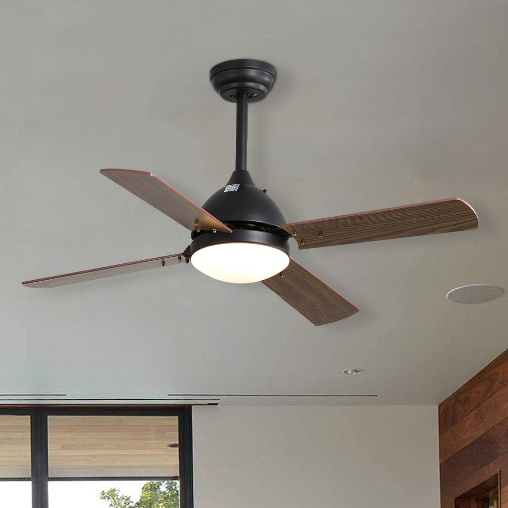 Modern Ceiling Fan Light With Remote, Natural Wood Blades, Led Lighting & Sleep Timer | 4 Blades