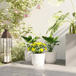 Round Plant Pots Outdoor 22cm For Garden Decoration | Set of 3 | White