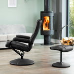 Gibson Swivel Recliner And Footstool | Black