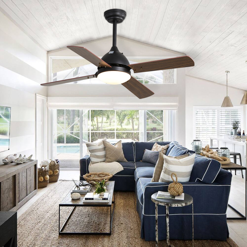 42 Inch Brown Ceiling Fan With Adjustable Lighting & Remote 4 Blade Modern Quiet Fan