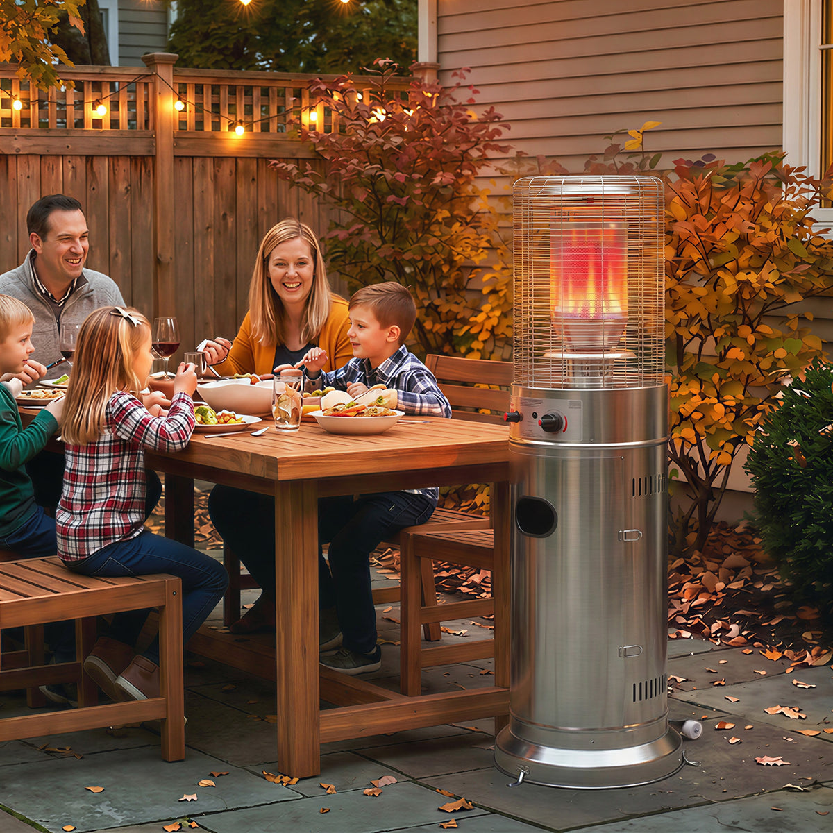 Gas Patio Heater, 13 Kw Portable Propane Outdoor Heater, Silver
