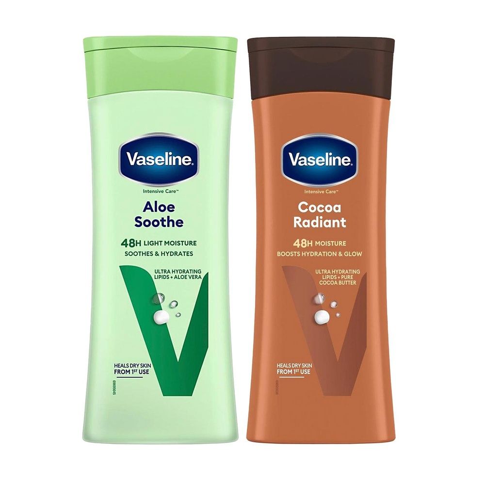 Vaseline Intensive Care Duo Body Lotion Aloe Soothe & Cocoa Radiant, 400ml Each