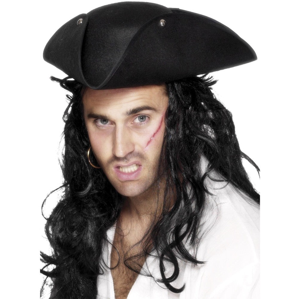 Pirate Tricorn Hat, Black