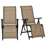 Set Of 2 Outdoor Sun Recliner Loungers W/adjustable Footrest | Beige