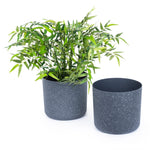 22cm Round Plant Pot Set Of 2 - Matt Grey
