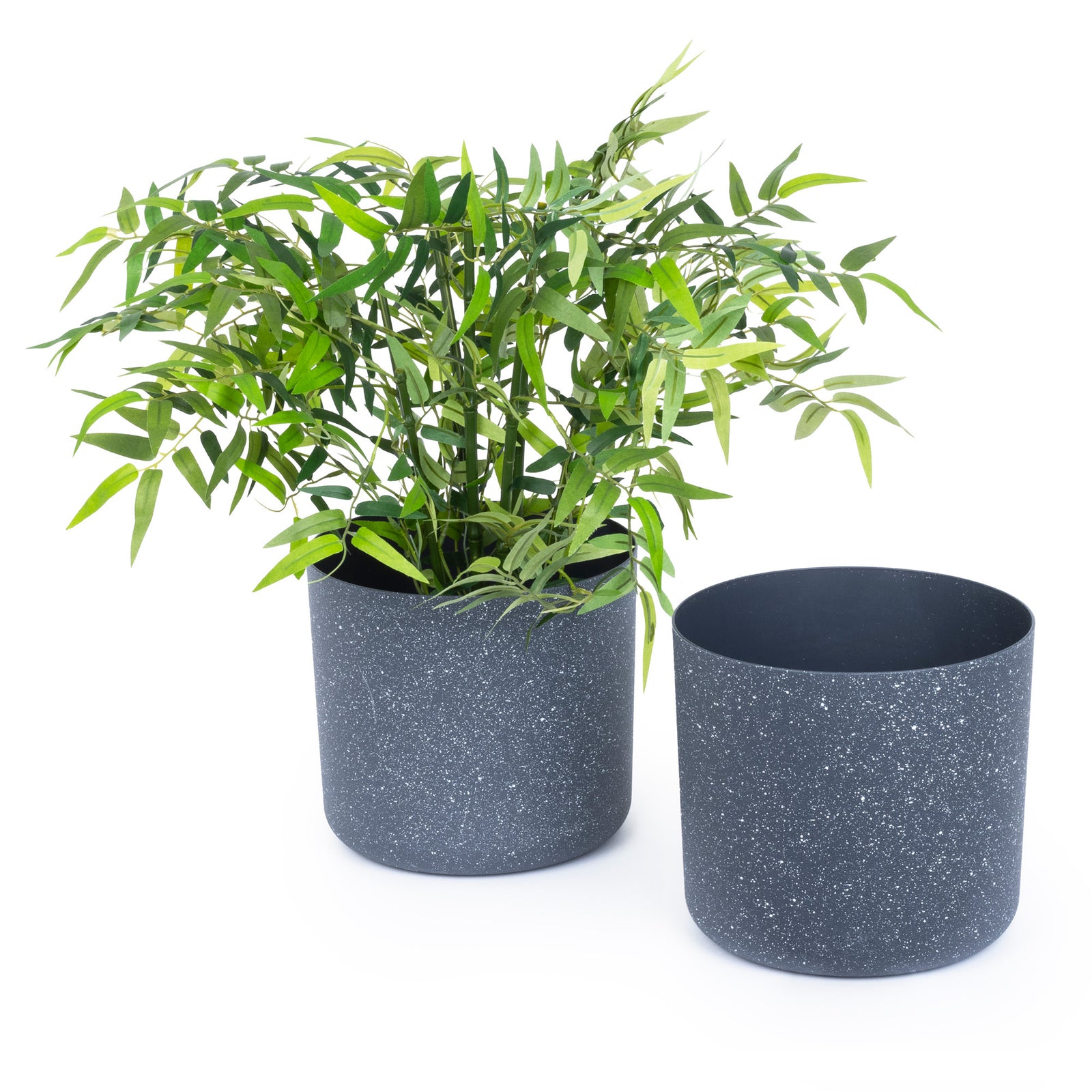 22cm Round Plant Pot Set Of 2 - Matt Grey