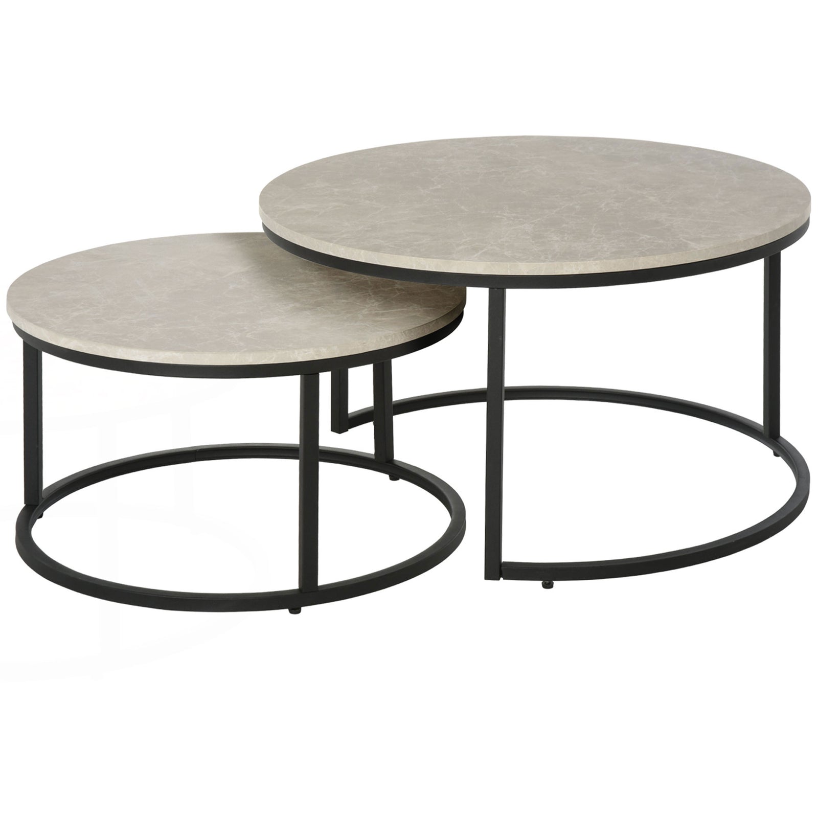 Stacking Coffee Tables Set, Marble Effect | Dove Gray