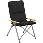 Padded Camp Chair Outdoor High Back Folding Recliner W/ Bag | Black