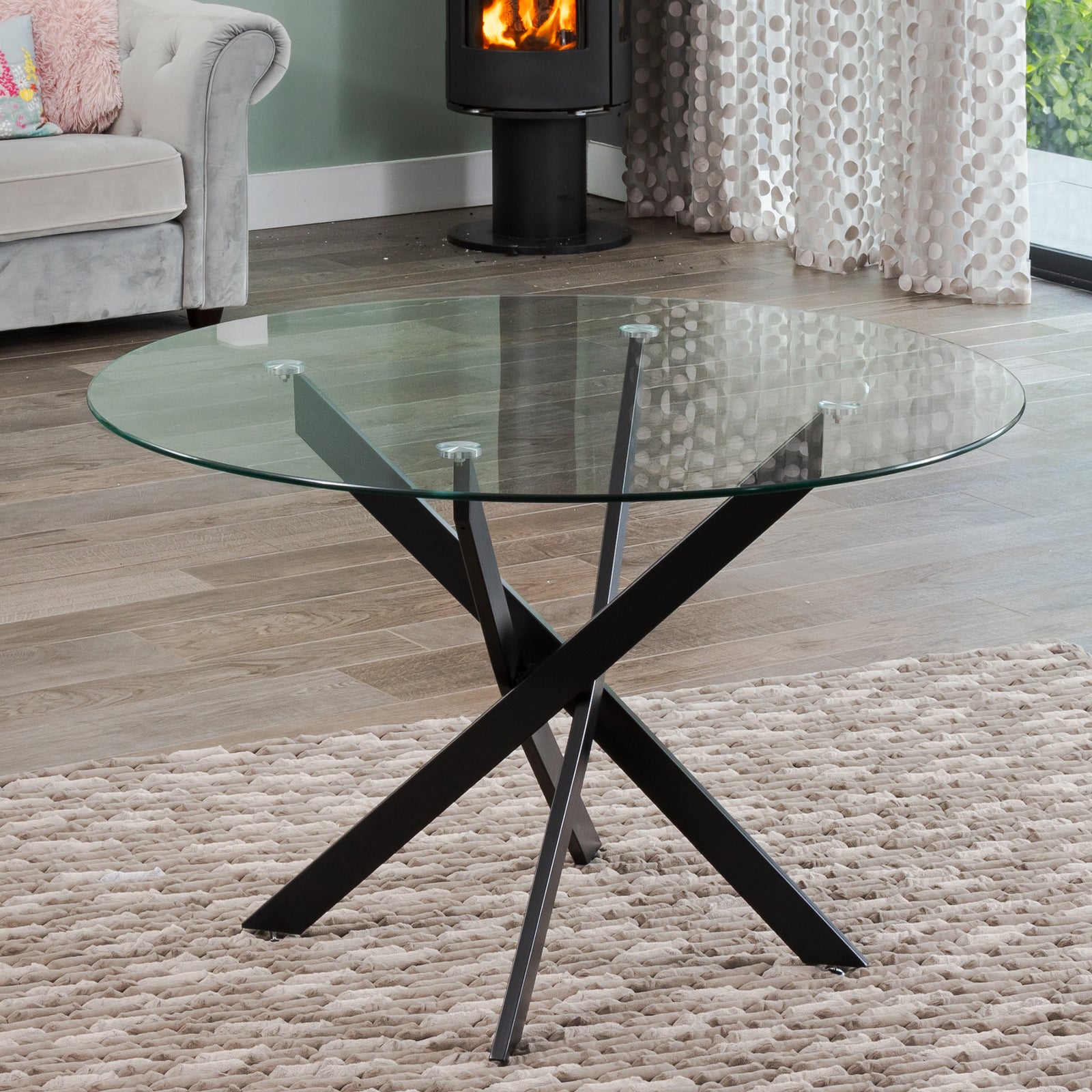 Sorrento 120cm Round Glass Dining Table