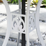 78 Cm Round Garden Dining Table W/ Parasol Hole | White