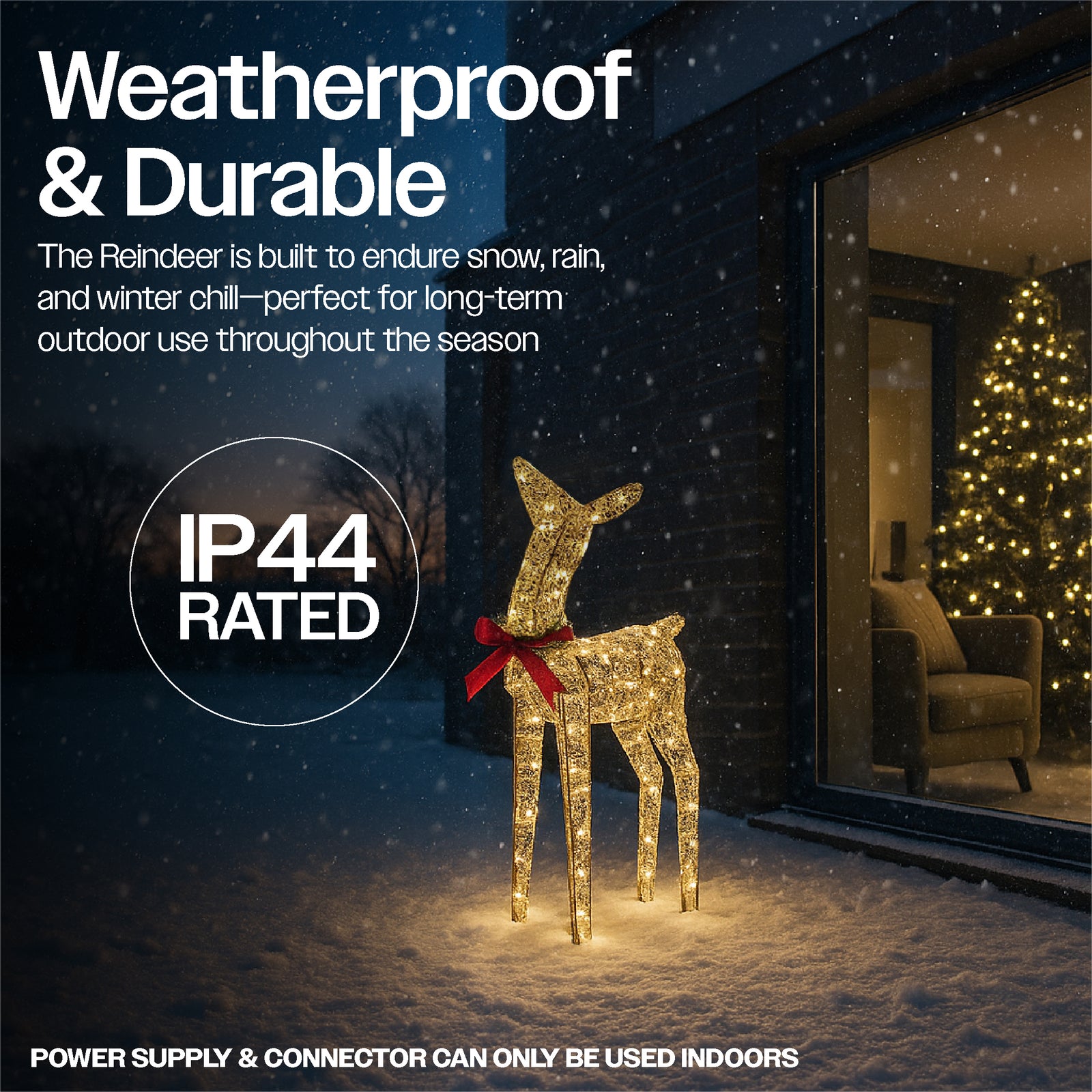 Xmas Haus 45cm Gold Rattan Led Christmas Festive Holiday Dee