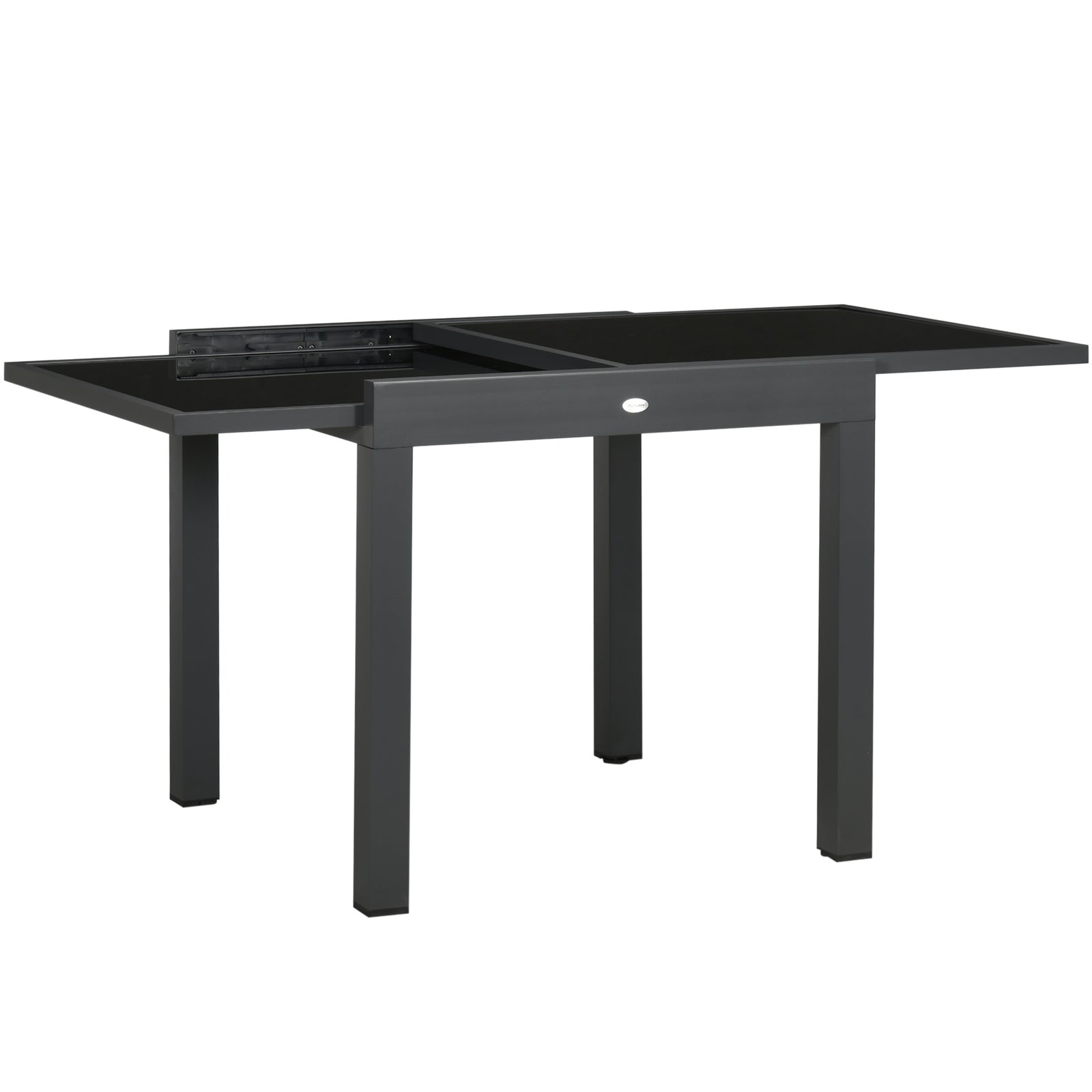 Extendable Garden Dining Table With Tempered Glass Top
