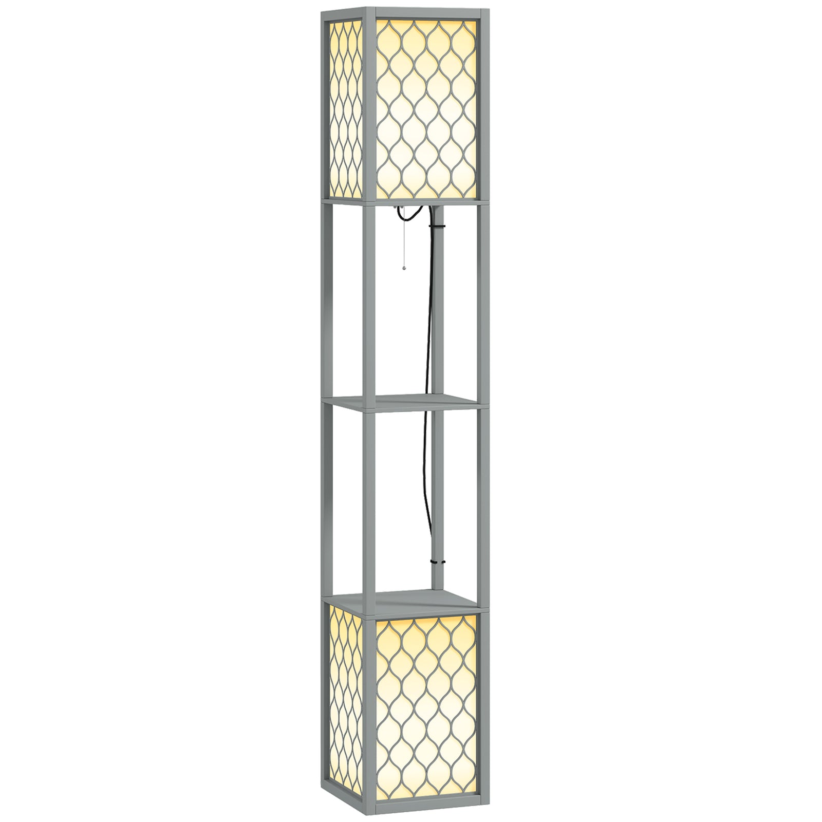 2-light Modern Floor Lamp With Shelves Living Room Bedroom | One Size | Gray