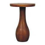 Curved Base Side Table – Solid Wood, Amber Oak Finish