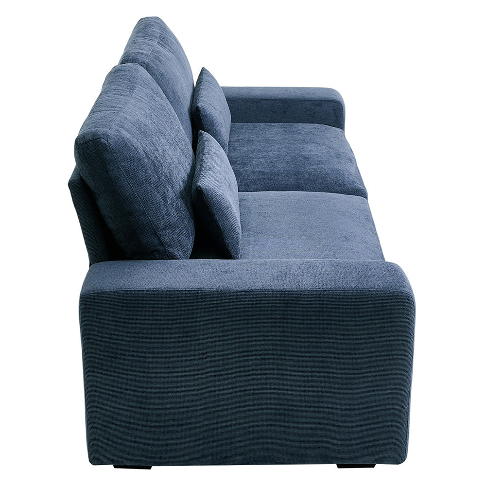 2-seater Chenille Upholstered Sofa With Pillows | Blue
