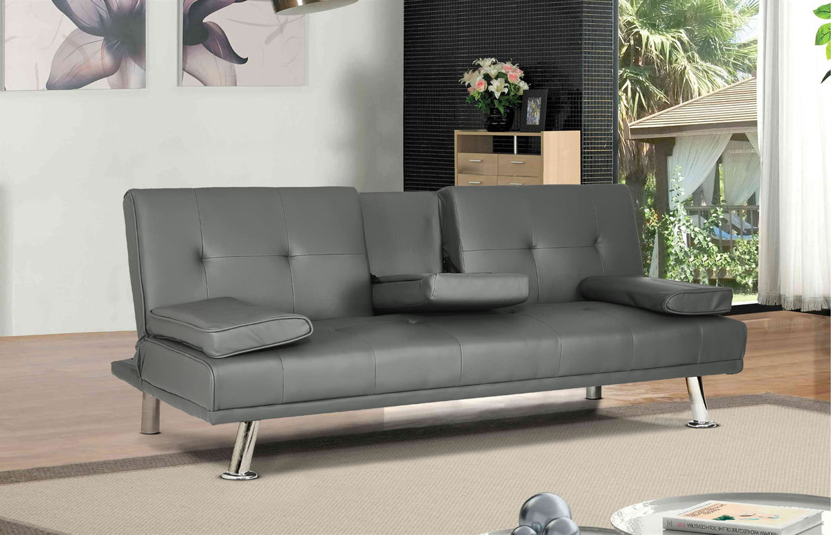 Manhattan Faux Leather Sofa Bed 2 Seater | Grey