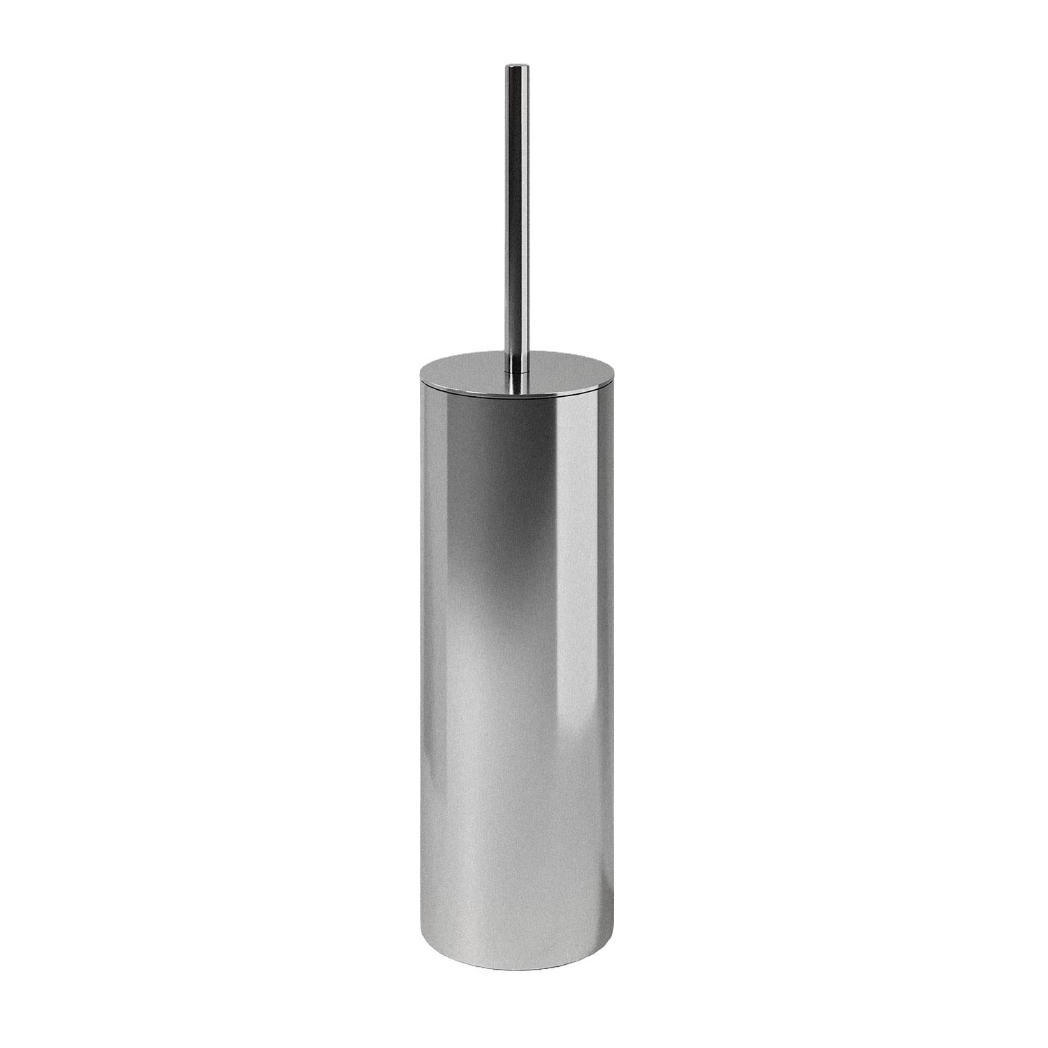 Toilet Brush, Siver Gloss, Freestanding. Collection Kubic
