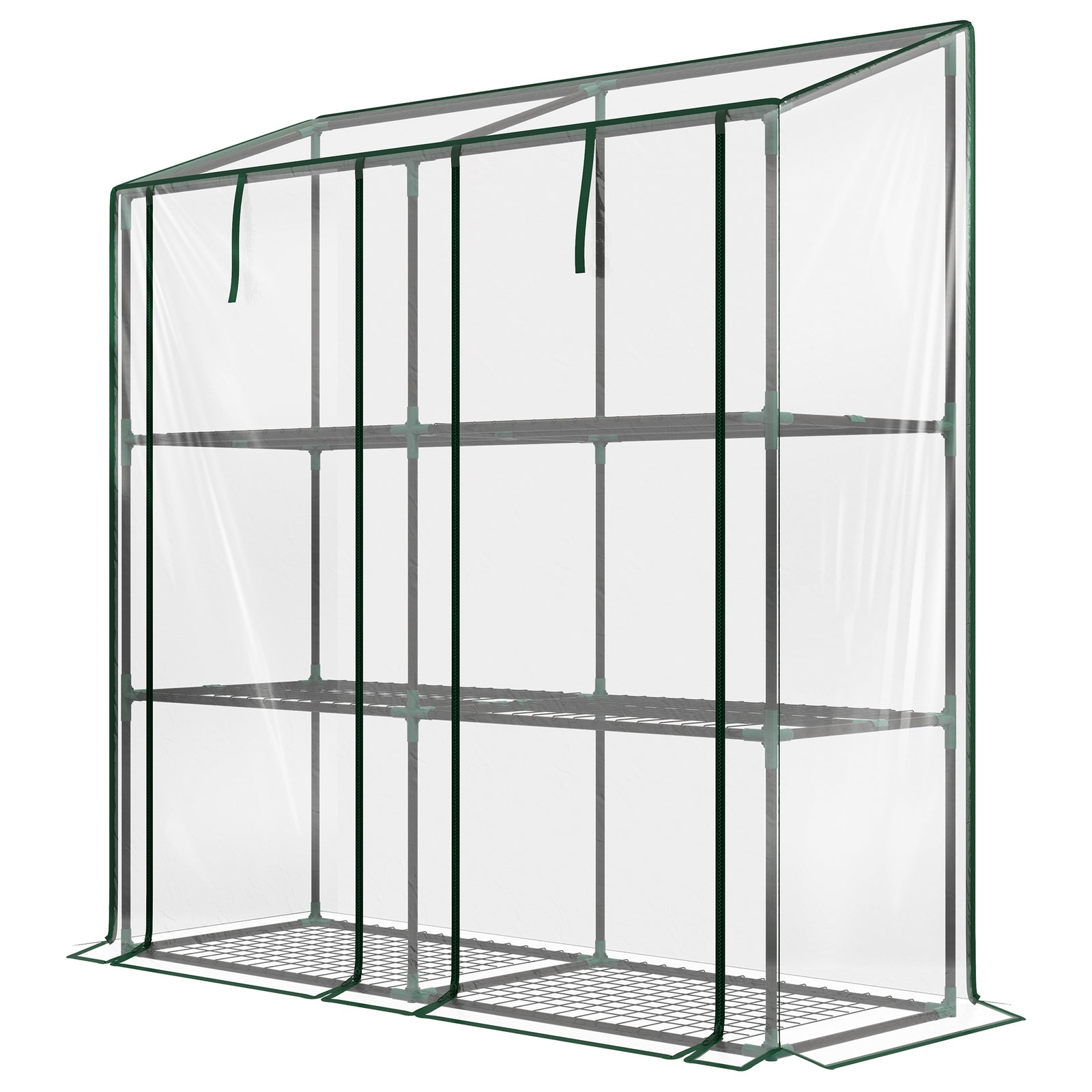 3-tier Mini Greenhouse W/ Roll-up Doors 151x143cm