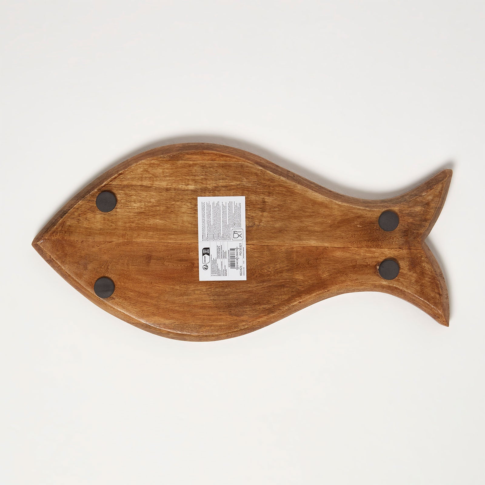 HOMESCAPES Fish Shaped Mango Wood Serving Tray40cm