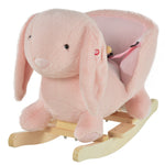 Cute Kids Ride-on Rocking Rabbit W/ Sound Handlebars Seat Belt Plush Body