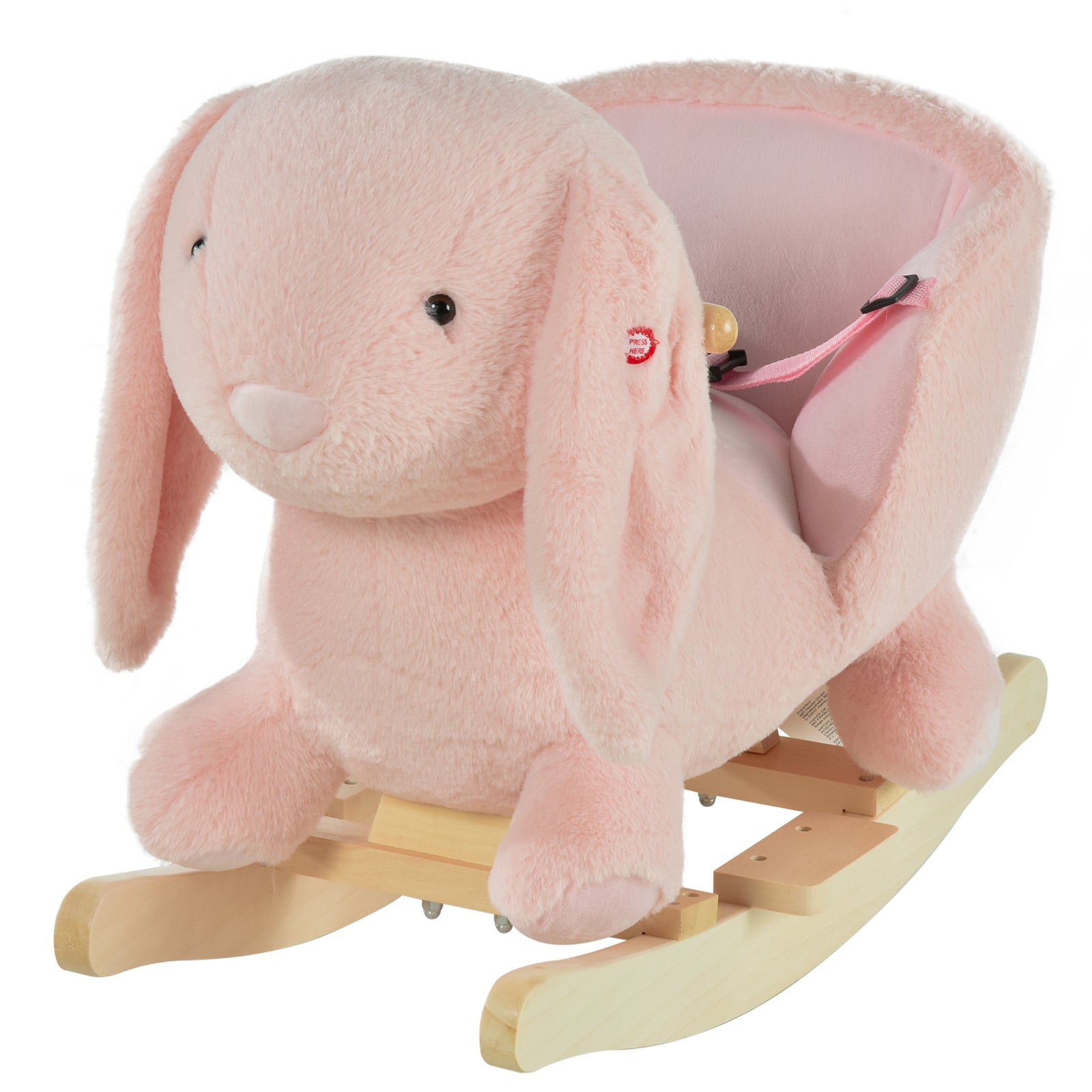 Cute Kids Ride-on Rocking Rabbit W/ Sound Handlebars Seat Belt Plush Body
