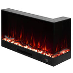 L-Shaped Smart Electric Fireplace with APP & Remote Control, 750W/1500W Recessed Fireplace Heater, 12 Flame Colours, Adjustable Brightness, Timer & Realistic Crystal Flame Effect, Black Electric Fireplace