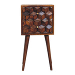 Solid Wood Mini Chestnut Cube 2 Drawer Bedside