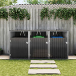 3 Bin Storage Shed – Heavy-duty Galvanized Steel Outdoor Bin Store With Lift-up Lids & Lockable Doors | Anthracite