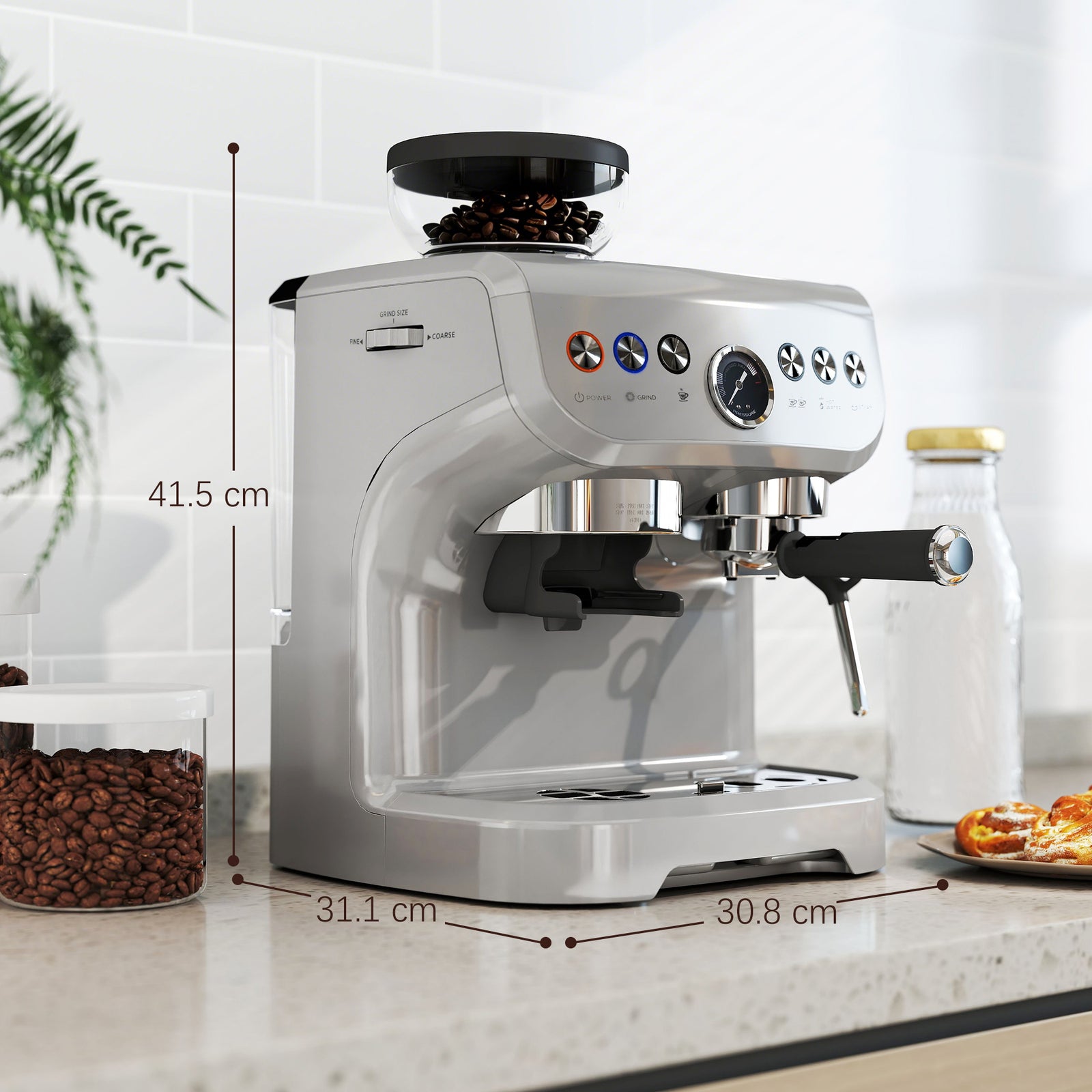Espresso Machine, Grinder & Steam Wand