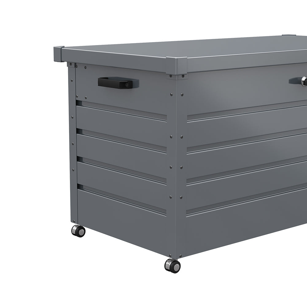 Breeins 350l Metal Outdoor Storage Box With Wheels – Lockable Weatherproof Garden Organizer