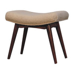Solid Wood Honey Caramel Boucle Cream Curved Bench
