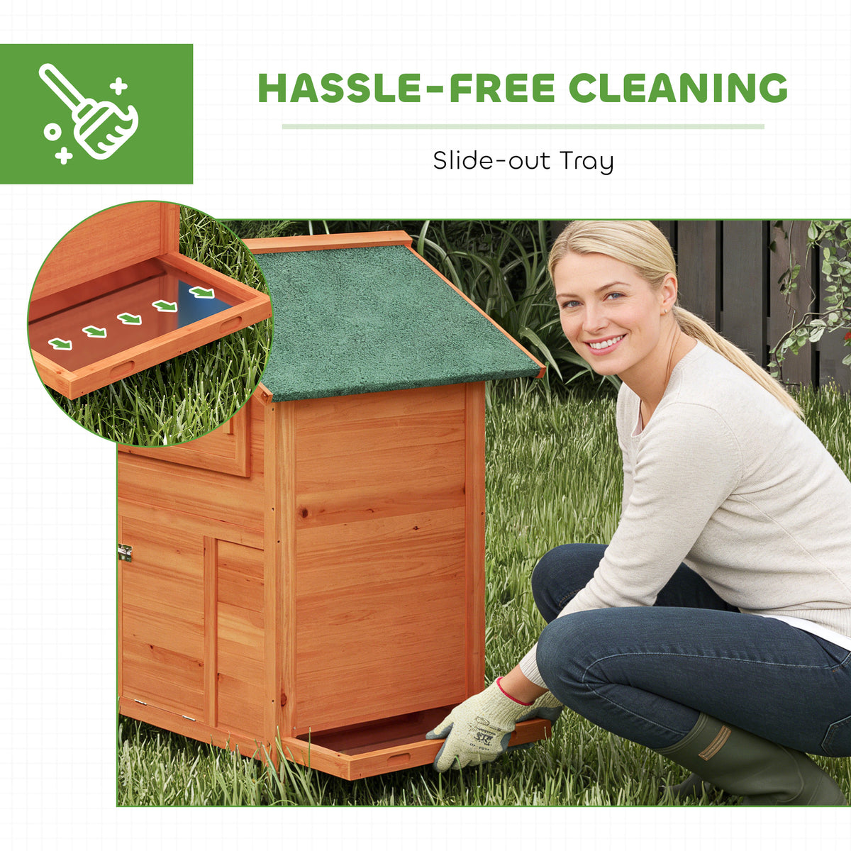 PawHut Chicken Coop, Wooden Hen House With Nesting Box, Pull-out Tray