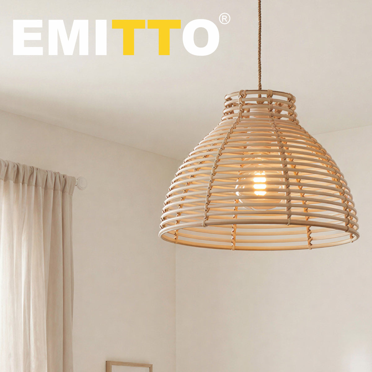 Emitto Ceiling Light Shade Wicker Basket Style Plastic Lampshade Pendant  2pcs