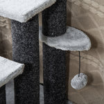 Pet Stairs With 3/4-step Stair, Scratching Posts, Platforms, Toy Ball | Large | Gray
