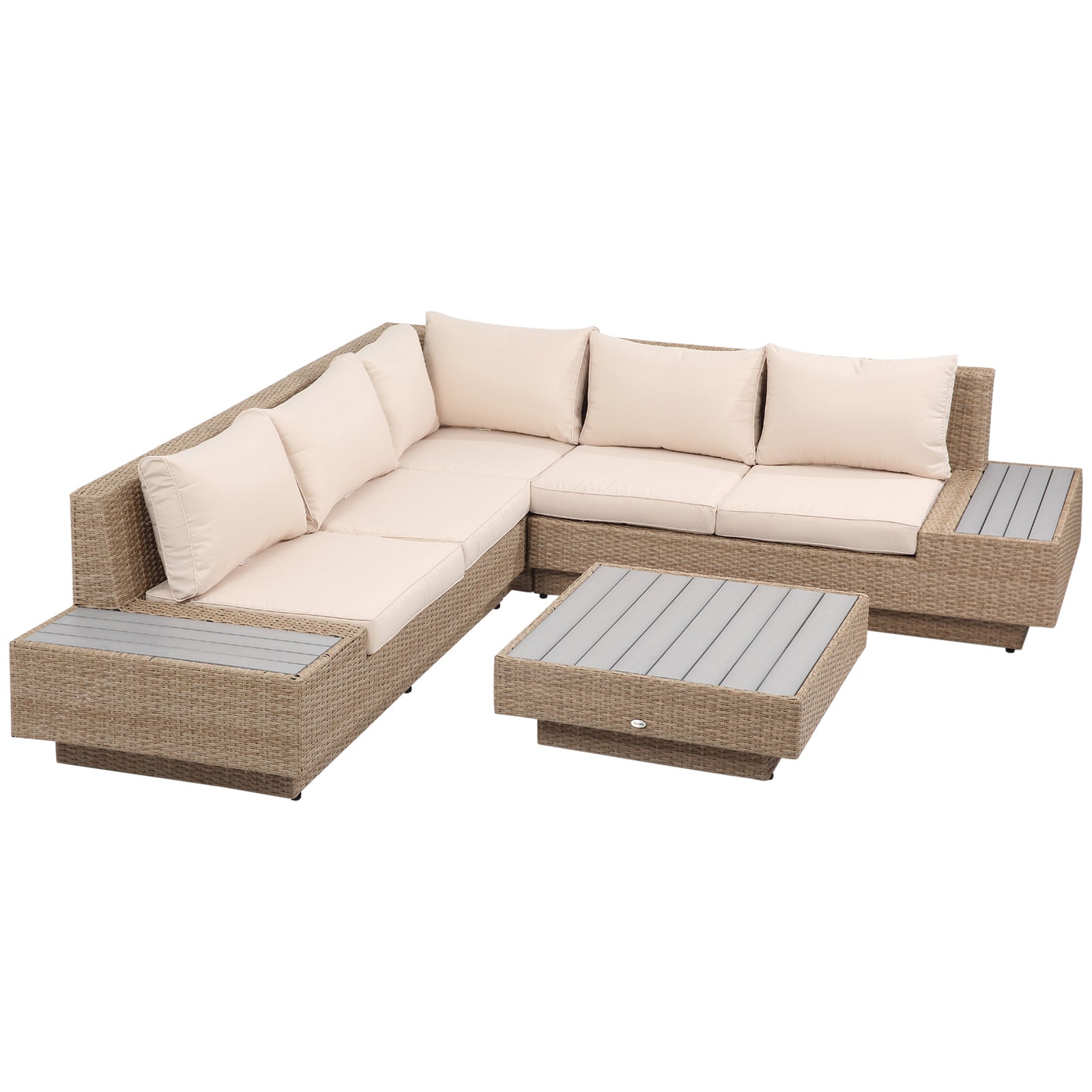4pcs Rattan Sofa Set Garden Furniture Set W/ Armrest Cushion | Beige