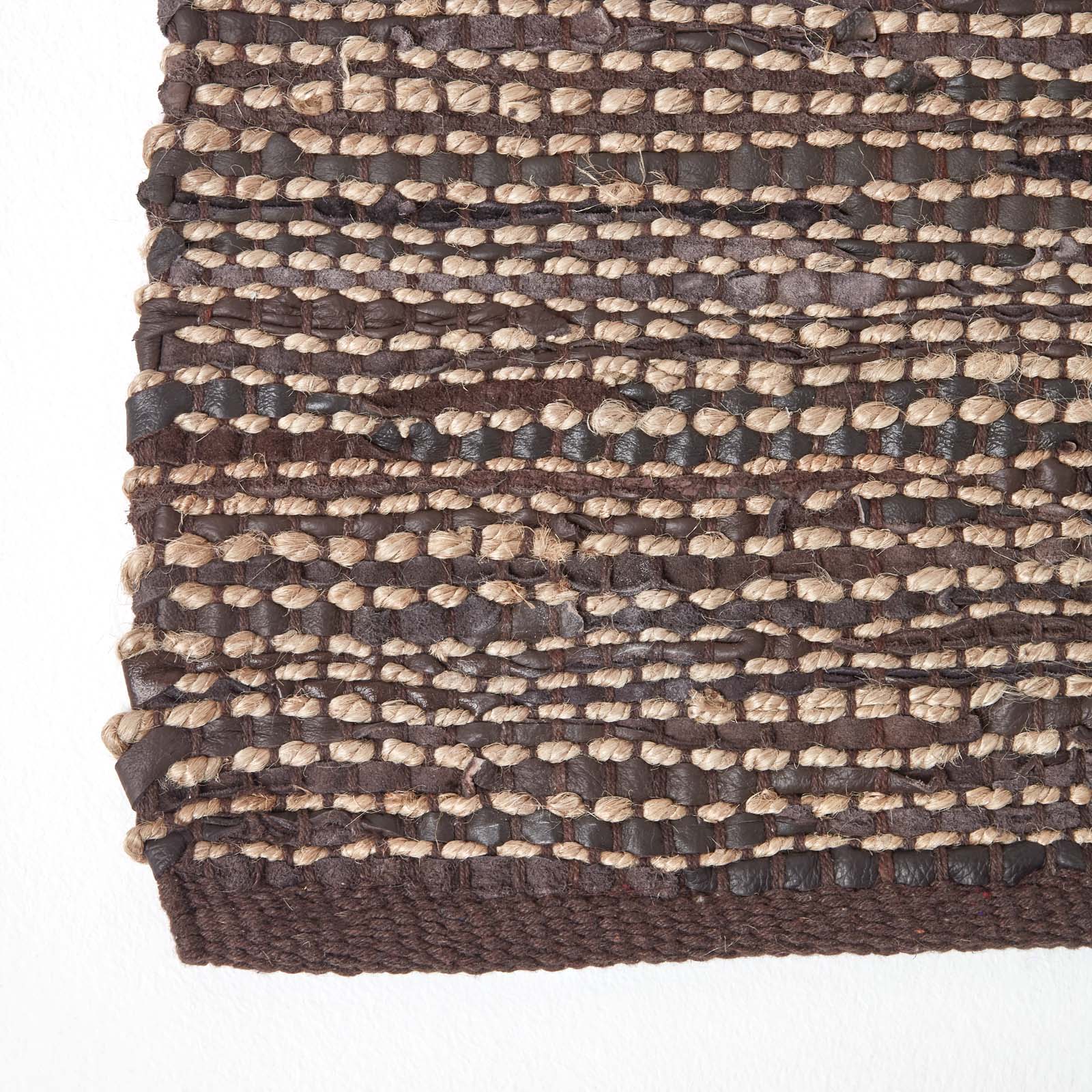 Madras Leather Hemp Rug | 150cm x 240cm | Brown