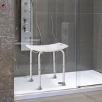 Aluminium Shower Stool With Adjustable Height Non-slip | One Size | White