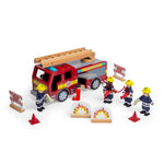 Tidlo Wooden Fire Station Bundle, Includes Fire Engine & 4 Figures