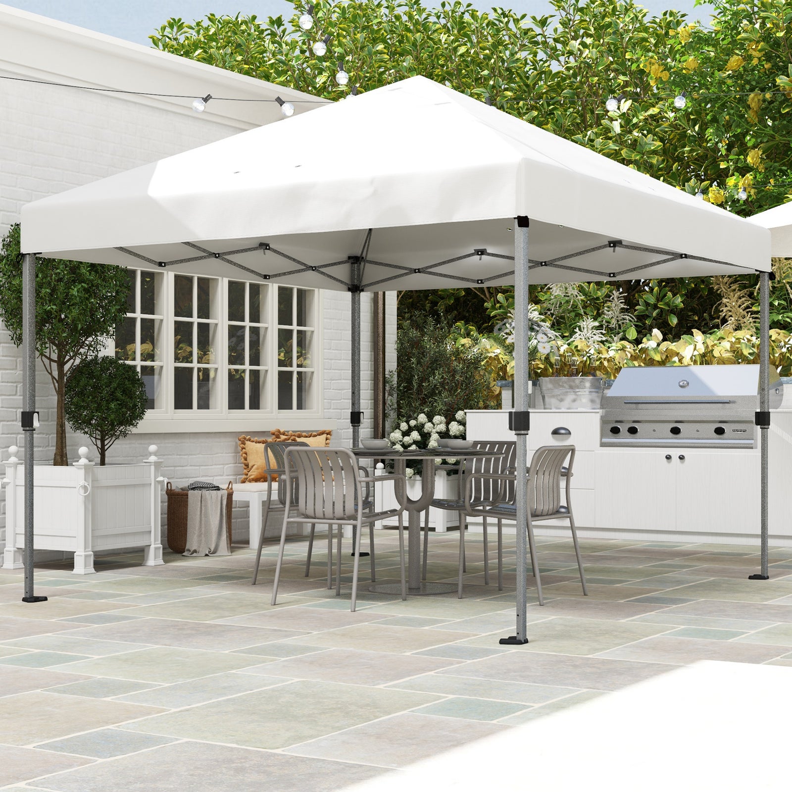 3 X 3(m) Pop Up Gazebo, Instant Shelter With 1-button Push | White