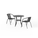 3-pieces Patio Dining Sets Metal Slatted Coffee Table With Rattan Chairs