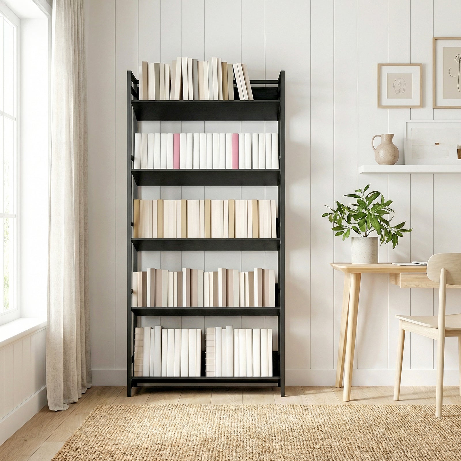 Bookcase Anti-slip Design 5-tier | Black