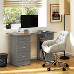 120cm Computer Desk, Study Table With 3 Shelf & Drawers | Grey