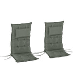 2pc Patio Chair Cushion Set, High Back Seat Pads W/ Pillow