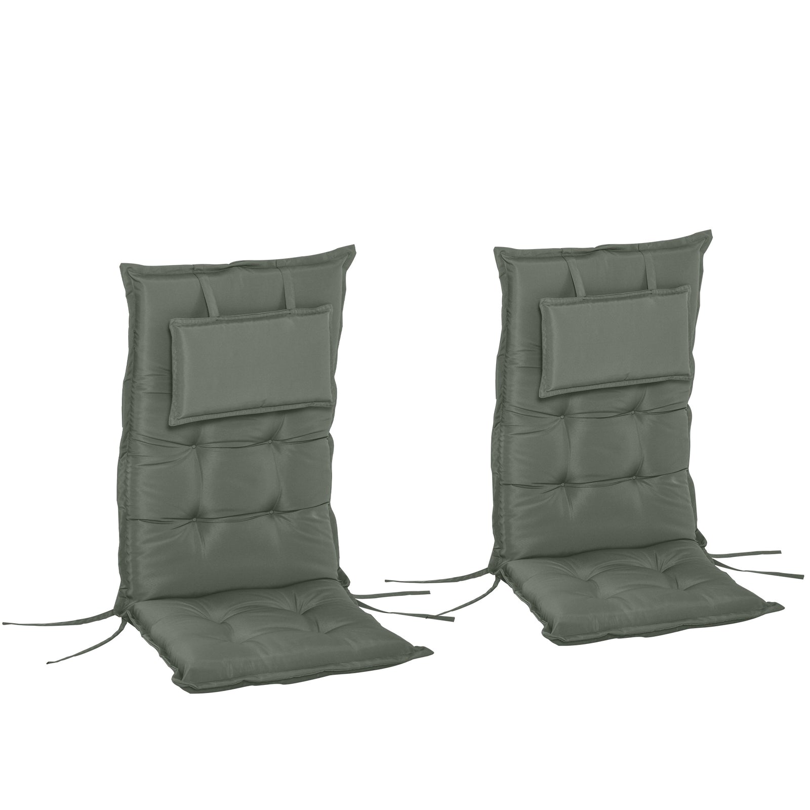 2pc Patio Chair Cushion Set, High Back Seat Pads W/ Pillow